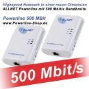 Allnet ALL168502 Two-Set 500 MBit High-Speed Powerline Adapter, EU